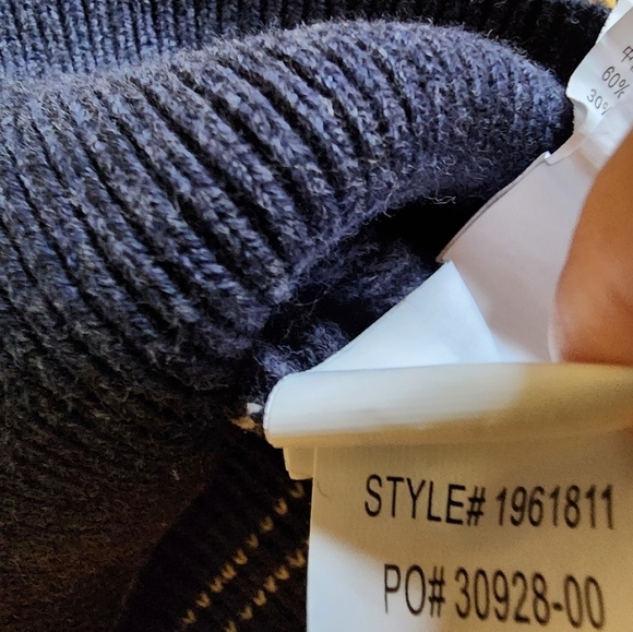 Prana organic cotton wool blend milani sweater dress size large navy stripe - Picture 2 of 13